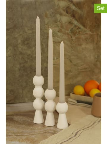 Lucky Bees 6tlg. Set: Stabkerzen & Kerzenhalter in Weiß/ Beige