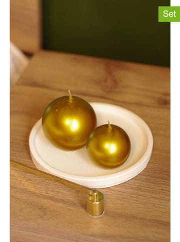 Lucky Bees 2-delige set: stompkaarsen goudkleurig