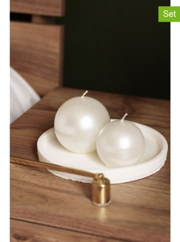 Lucky Bees 2-delige set: stompkaarsen crème