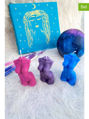 Lucky Bees 3er-Set: Duftkerzen in Pink/ Blau/ Lila - 3x 50 g