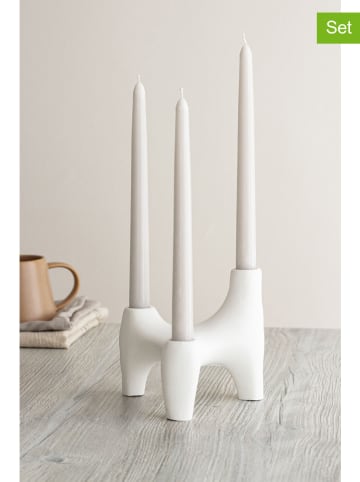 Lucky Bees 4tlg. Set: Stabkerzen & Kerzenhalter in Weiß