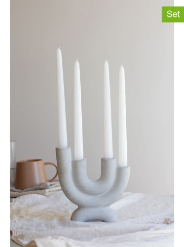 Lucky Bees 5tlg. Set: Stabkerzen & Kerzenhalter in Hellblau/ Weiß