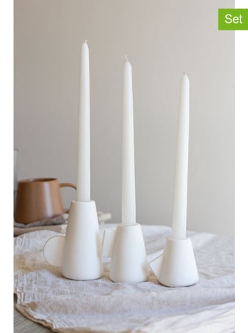 Lucky Bees 6-delige set: staafkaarsen & kaarshouder wit