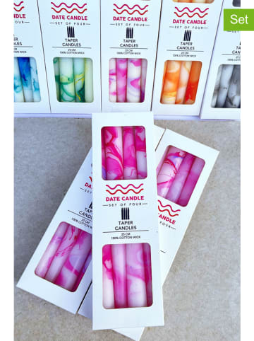 Lucky Bees Świece (4 szt.) w kolorze różowo-białym - 4x 65 g