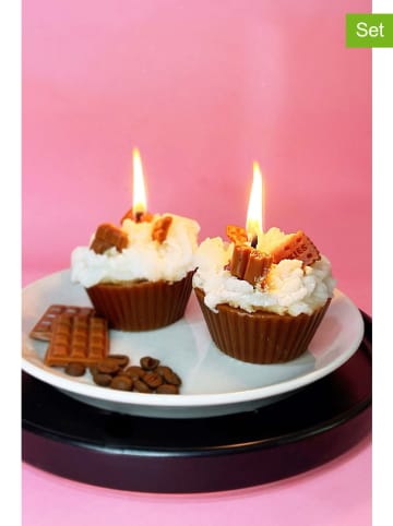 Lucky Bees 2-delige set: geurkaarsen bruin/wit - 2x 110 g