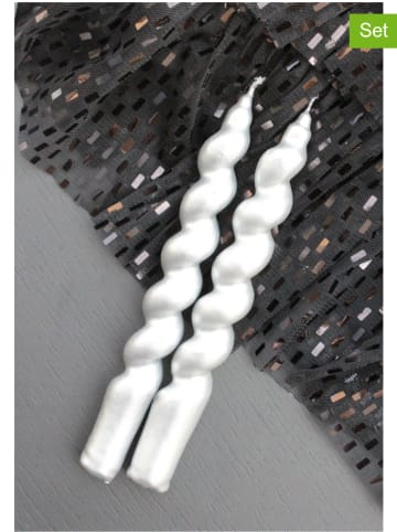 Lucky Bees 2-delige set: staafkaarsen zilverkleurig - 2x 50 g