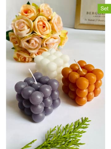 Lucky Bees 3er-Set: Duftkerzen in Grau/ Hellbraun/ Weiß - 3x 130 g