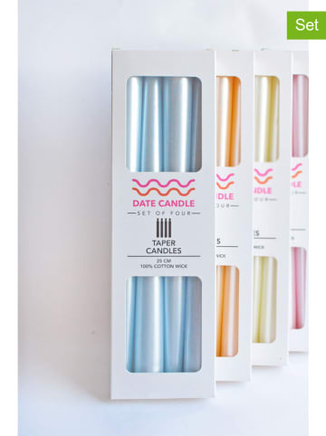 Lucky Bees 4-delige set: staafkaarsen lichtblauw - 4x 65 g