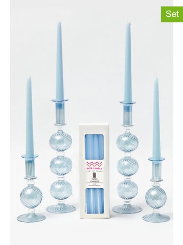 Lucky Bees 4-delige set: staafkaarsen lichtblauw - 4x 60 g