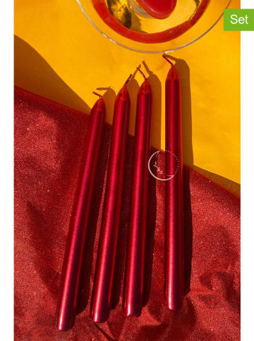 Lucky Bees 4er-Set: Stabkerzen in Rot - 4x 65 g