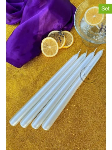 Lucky Bees 4-delige set: staafkaarsen wit - 4x 65 g