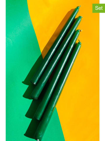Lucky Bees 4-delige set: staafkaarsen groen - 4x 65 g