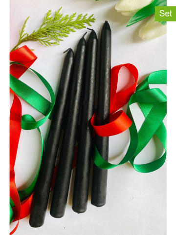 Lucky Bees 4er-Set: Stabkerzen in Schwarz - 4x 65 g