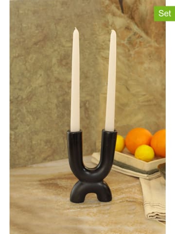 Lucky Bees 3tlg. Set: Stabkerzen & Kerzenhalter in Weiß/ Schwarz