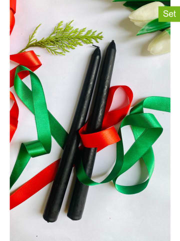 Lucky Bees 2-delige set: staafkaarsen zwart - 2x 60 g