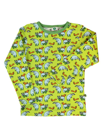 Småfolk Longsleeve "Dachse & Eichhörnchen" in Hellgrün/ Bunt