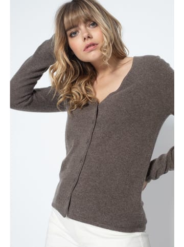 Perfect Cashmere Kaszmirowy kardigan "Paige" w kolorze szarobrązowym