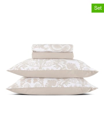 CXL by Christian Lacroix 4-delige set: satijnen bedlaken en kussenslopen beige/crème