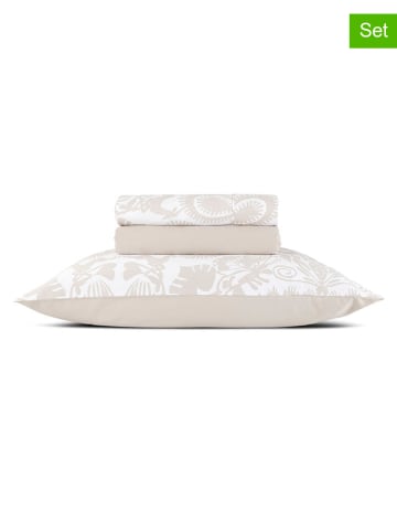 CXL by Christian Lacroix 3-delige set: satijnen bedlaken en kussenslopen beige/crème