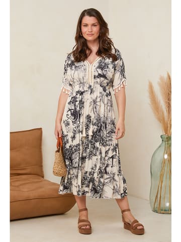 Curvy Lady Kleid in Schwarz/ Creme