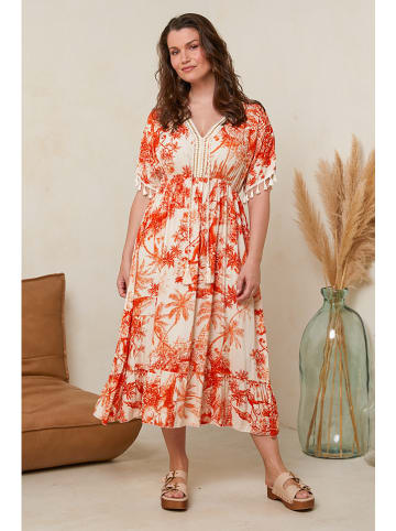 Curvy Lady Kleid in Orange/ Creme