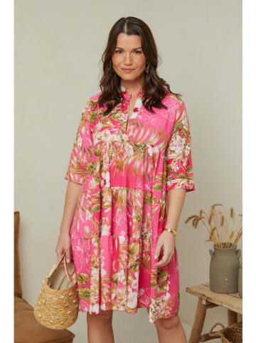 Curvy Lady Kleid in Pink/ Bunt