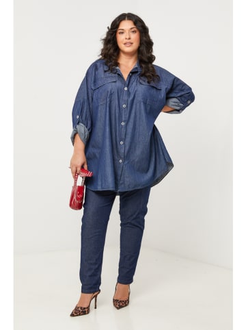 Curvy Lady Jeans-Hemd in Dunkelblau