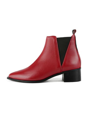 loft37 Leder-Chelsea-Boots "Northern Star" in Rot