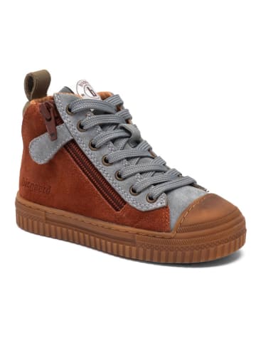 bisgaard Leder-Sneakers "Ryan" in Hellbraun/ Grau
