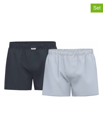 Seidensticker 2er-Set: Boxershorts in Dunkelblau/ Hellblau