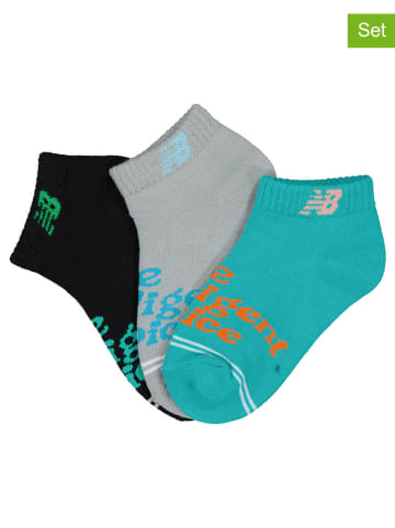 New Balance 3er-Set: Socken in Schwarz/ Grau/ Türkis