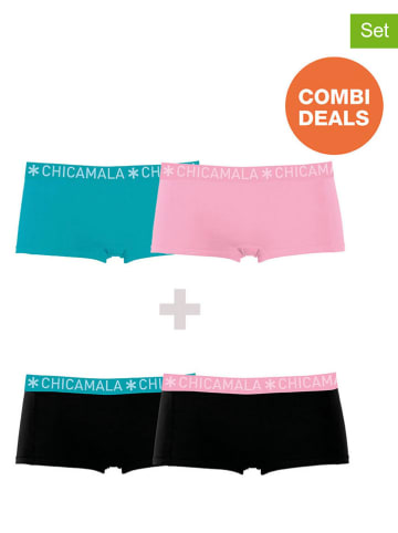 Muchachomalo 4er-Set: Pantys in Schwarz/ Türkis/ Rosa
