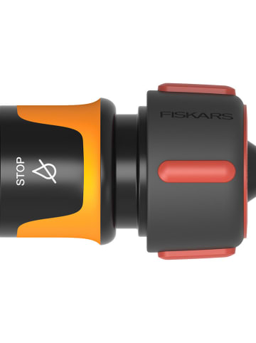 Fiskars Schlauchkupplung "CF QuHoseConnSTOP" in Schwarz/ Orange/ Rot