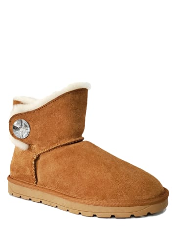 NICEBAY Skórzane botki zimowe "Dawn" w kolorze jasnobrązowym