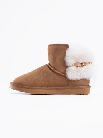 NICEBAY Leren winterboots "Carmelia" lichtbruin