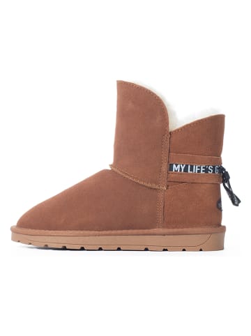 NICEBAY Leren winterboots "Zaria" lichtbruin