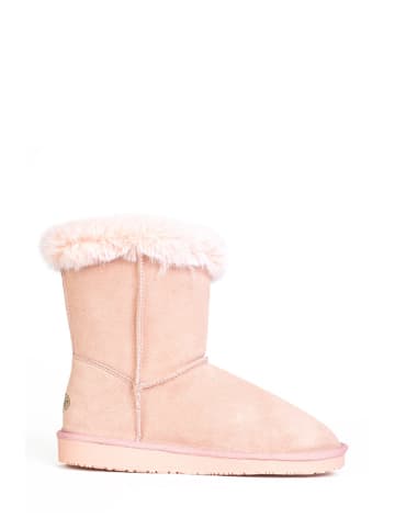 NICEBAY Skórzane botki zimowe "Bllisa" w kolorze jasnoróżowym