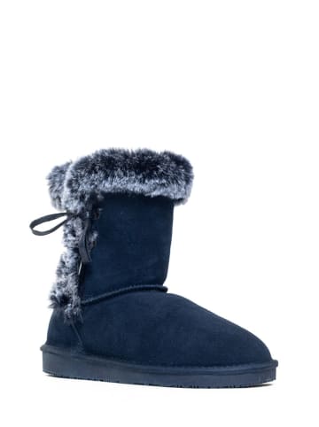 NICEBAY Skórzane botki zimowe "Bllisa" w kolorze granatowym
