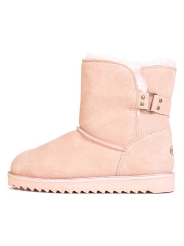 NICEBAY Skórzane botki zimowe "Blackbird" w kolorze jasnoróżowym