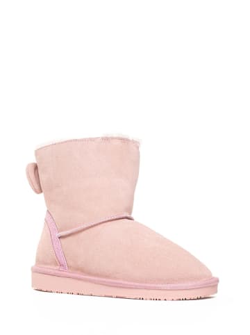 NICEBAY Skórzane botki zimowe "Gulkana" w kolorze jasnoróżowym