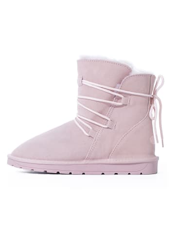 NICEBAY Skórzane botki zimowe "Leala" w kolorze jasnoróżowym