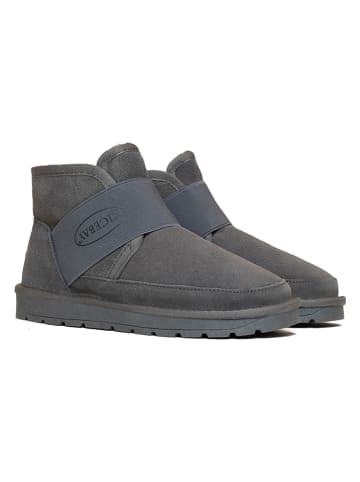 NICEBAY Skórzane botki zimowe "Garlene" w kolorze szarym