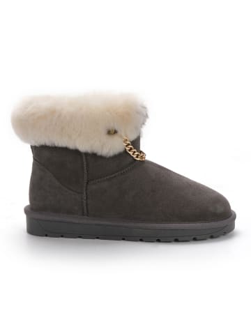NICEBAY Skórzane botki "Lertrude" w kolorze antracytowym