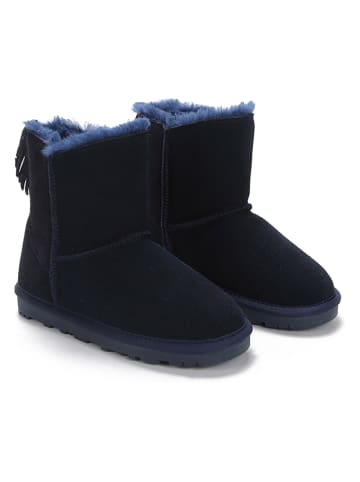 NICEBAY Skórzane botki zimowe "Lotzone" w kolorze granatowym