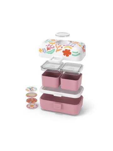 Monbento Pojemnik "Tresor" w kolorze jasnoróżowym ze wzorem na lunch - 800 ml