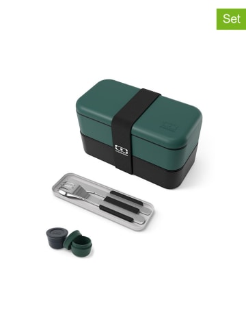 Monbento 7tlg. Lunch-Set in Grün/ Schwarz