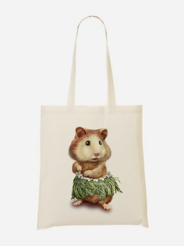 WOOOP Torba w kolorze kremowym ze wzorem - 36 x 43 cm