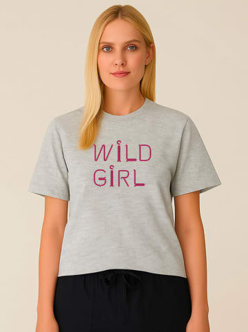 WOOOP Shirt "Wild girl" in Grau