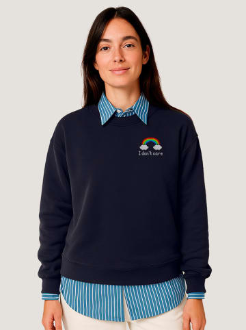 WOOOP Sweatshirt "Dont care" in Dunkelblau