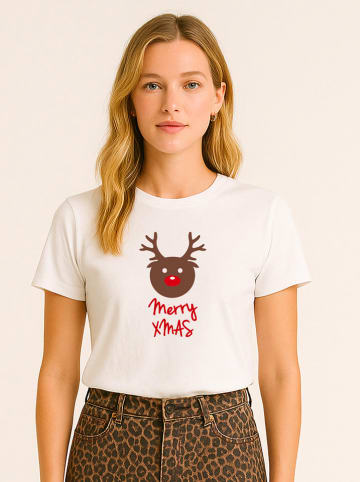 WOOOP Shirt "Merry Xmas" in Weiß